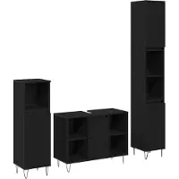 vidaXL Badkamermeubel Set met plank 3 pcs Zwart Eiken Bewerkt hout
