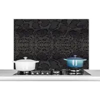 KitchenYeah Spatscherm keuken 100x65 cm - Kookplaat achterwand Inductie beschermer - Leer - Structuur - Dierenhuid - Muurbeschermer - Spatwand fornuis - Hoogwaardig aluminium