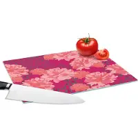 KitchenYeah Glazen Snijplank - 28x20 - Luipaard - Dierenprint - Pioenroos - Patroon - Snijplanken Glas