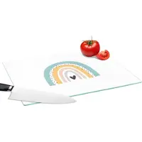 KitchenYeah Glazen Snijplank - 39x28 - Regenboog - Meiden - Jongens - Hartje - Pastel - Snijplanken Glas