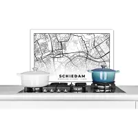 KitchenYeah Spatscherm keuken 60x40 cm - Kookplaat achterwand Kaart - Nederland - Schiedam - Muurbeschermer - Spatwand fornuis - Hoogwaardig aluminium