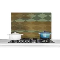 KitchenYeah Spatscherm keuken 90x60 cm - Kookplaat achterwand Patronen - Groen - Goud - Verf - Muurbeschermer - Spatwand fornuis - Hoogwaardig aluminium