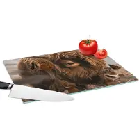 KitchenYeah Glazen Snijplank - 39x28 - Schotse hooglander - Bloemen - Vlinders - Snijplanken Glas