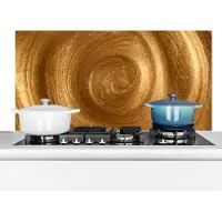 KitchenYeah Spatscherm keuken 70x30 cm - Kookplaat achterwand Een vortex in goudkleurige verf - Muurbeschermer - Spatwand fornuis - Hoogwaardig aluminium
