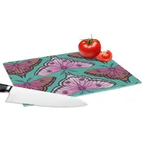 KitchenYeah Glazen Snijplank - 28x20 - Meisje - Motten - Insecten - Patronen - Girl - Kids - Kinderen - Meiden - Snijplanken Glas