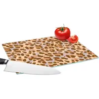 KitchenYeah Glazen Snijplank - 28x20 - Dierenprint - Panter - Bruin - Patronen - Snijplanken Glas