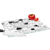 KitchenYeah Glazen Snijplank - 39x28 - Patronen - Bomen - Huis - Snijplanken Glas