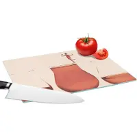KitchenYeah Glazen Snijplank - 28x20 - Vrouw - Wijn - Wijnglas - Vintage - Snijplanken Glas
