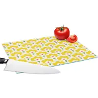 KitchenYeah Glazen Snijplank - 28x20 - Design - Retro - Seventies - Geel - Snijplanken Glas