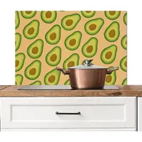 KitchenYeah Spatscherm keuken 90x60 cm - Kookplaat achterwand Avocado - Patroon - Groen - Pit - Muurbeschermer - Spatwand fornuis - Hoogwaardig aluminium