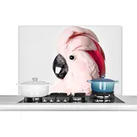 KitchenYeah Spatscherm keuken 100x65 cm - Kookplaat achterwand Kaketoe - Roze - Dieren - Natuur - Muurbeschermer - Spatwand fornuis - Hoogwaardig aluminium