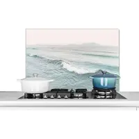 KitchenYeah Spatscherm keuken 90x60 cm - Kookplaat achterwand Zee - Golven - Natuur - Water - Muurbeschermer - Spatwand fornuis - Hoogwaardig aluminium