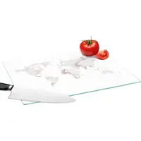 KitchenYeah Glazen Snijplank - 39x28 - Wereldkaart - Marmer - Roze - Snijplanken Glas