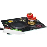 KitchenYeah Glazen Snijplank - 39x28 - Kruiden - Groente - Pan - Snijplanken Glas