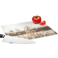 KitchenYeah Glazen Snijplank - 28x20 - Water - Pampasgras - Planten - Snijplanken Glas