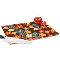 KitchenYeah Glazen Snijplank - 39x28 - Retro - Patronen - Bloemen - Jaren 70 - Snijplanken Glas