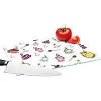 KitchenYeah Glazen Snijplank - 28x20 - Thee - Patronen - Kopjes - Snijplanken Glas