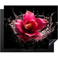 KitchenYeah Inductie beschermer 65x52 cm - Roze - Bloem - Water - Afdekplaat voor kookplaat - Bescherming inductieplaat mat - Beschermplaat - Beschermmat inductiekookplaat - Keuken accessoires