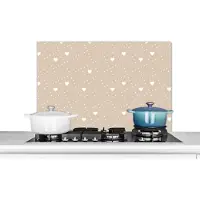 KitchenYeah Spatscherm - Patronen - Hart - Stippen - Design - Keuken - 80x55 cm - Achterwand keuken