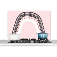 KitchenYeah Spatscherm keuken 100x65 cm - Kookplaat achterwand Regenboog - Minimalisme - Roze - Muurbeschermer - Spatwand fornuis - Hoogwaardig aluminium