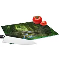 KitchenYeah Glazen Snijplank - 28x20 - Jungle - Stenen - Water - Natuur - Planten - Snijplanken Glas