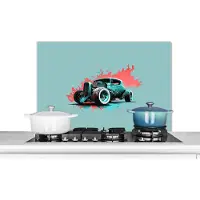 KitchenYeah Spatscherm keuken - Muurbeschermer - Auto - Vintage - Verf - Groen - Keuken achterwand - 80x55 cm