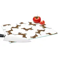 KitchenYeah Glazen Snijplank - 39x28 - Patronen - Hond - Teckel - Jongens - Meisjes - Kinderen - Kind - Snijplanken Glas