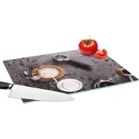 KitchenYeah Glazen Snijplank - 39x28 - Melk - Koffiebonen - Keuken - Koffiefilter - Snijplanken Glas