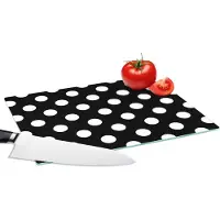 KitchenYeah Glazen Snijplank - 28x20 - Stippen - Patronen - Zwart Wit - Snijplanken Glas