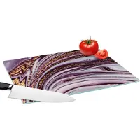 KitchenYeah Glazen Snijplank - 39x28 - Marmer - Roze - Goud - Glitter - Marmerlook - Luxe - Snijplanken Glas