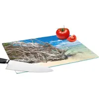 KitchenYeah Glazen Snijplank - 39x28 - Strand - Takken - Tropisch - Zee - Snijplanken Glas