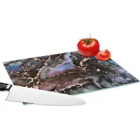 KitchenYeah Glazen Snijplank - 28x20 - Marmer - Goud - Rosé - Snijplanken Glas