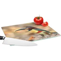 KitchenYeah Glazen Snijplank - 28x20 - Vogel - Toekan - Veren - Natuur - Snijplanken Glas