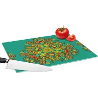 KitchenYeah Glazen Snijplank - 39x28 - Patronen - Krullen - Folklore - Snijplanken Glas