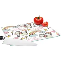KitchenYeah Glazen Snijplank - 28x20 - Regenboog - Unicorn - Diamant - Quotes - Patroon - Snijplanken Glas