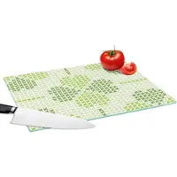 KitchenYeah Glazen Snijplank - 39x28 - Klaver - Patronen - Groen - Snijplanken Glas