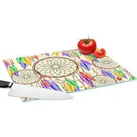 KitchenYeah Glazen Snijplank - 39x28 - Dromenvanger - Veren - Patronen - Snijplanken Glas