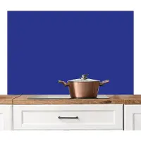 KitchenYeah Spatscherm keuken 120x80 cm - Kookplaat achterwand Blauw - Effen kleur - Donkerblauw - Muurbeschermer - Spatwand fornuis - Hoogwaardig aluminium