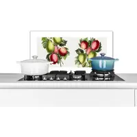 KitchenYeah Spatscherm keuken 70x30 cm - Kookplaat achterwand Vijgen - Bloemen - Fruit - Muurbeschermer - Spatwand fornuis - Hoogwaardig aluminium