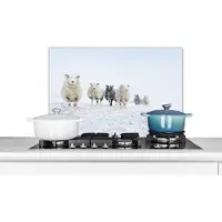 KitchenYeah Spatscherm keuken 60x40 cm - Kookplaat achterwand Schaap - Wol - Sneeuw - Muurbeschermer - Spatwand fornuis - Hoogwaardig aluminium