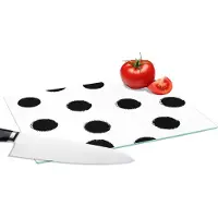 KitchenYeah Glazen Snijplank - 28x20 - Stippen - Patroon - Zwart Wit - Snijplanken Glas