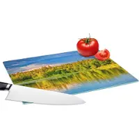 KitchenYeah Glazen Snijplank - 28x20 - Water - Natuur - Bos - Snijplanken Glas