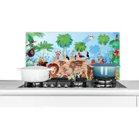 KitchenYeah Spatscherm keuken 80x40 cm - Kookplaat achterwand Dieren - Bos - Tropisch - Jongens - Meisjes - Kind - Muurbeschermer - Spatwand fornuis - Hoogwaardig aluminium