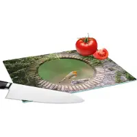 KitchenYeah Glazen Snijplank - 28x20 - Vogel - Doorkijk - Roodborstje - Snijplanken Glas