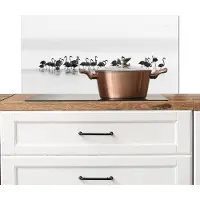 KitchenYeah Spatscherm keuken 80x40 cm - Kookplaat achterwand Flamingo's - Water - Natuur - Zwart wit - Muurbeschermer - Spatwand fornuis - Hoogwaardig aluminium