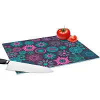 KitchenYeah Glazen Snijplank - 39x28 - Neon - Bloemen - Patronen - Snijplanken Glas