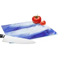 KitchenYeah Glazen Snijplank - 28x20 - Verf - Design - Blauw - Snijplanken Glas