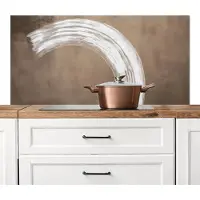 KitchenYeah Spatscherm keuken 120x60 cm - Kookplaat achterwand Verf - Bruin - Japandi - Muurbeschermer - Spatwand fornuis - Hoogwaardig aluminium