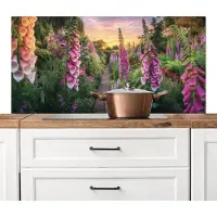 KitchenYeah Spatscherm keuken 120x60 cm - Kookplaat achterwand Vingerhoedskruid - Bloemen - Tuin - Muurbeschermer - Spatwand fornuis - Hoogwaardig aluminium