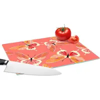 KitchenYeah Glazen Snijplank - 28x20 - Vlinders - Patronen - Roze - Snijplanken Glas
